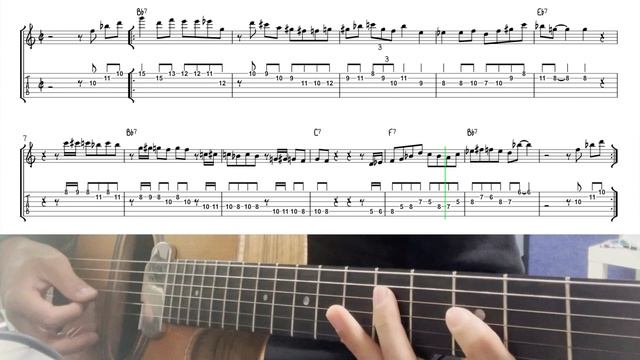 Bb Blues Guitar Solo Practice No.06-2 | Jazz Guitar Lesson Blues Tutorial смотреть онлайн