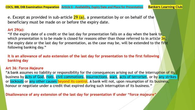UCP 600 Art 6 (Part-D),CDCS Exam,IBB, Availability, Expiry Date, Place for Presentation, Negotiatio смотреть онлайн