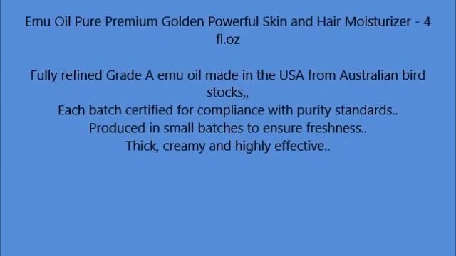 Emu Oil Pure Premium Golden Powerful Skin and Hair Moisturizer 4 fl oz смотреть онлайн