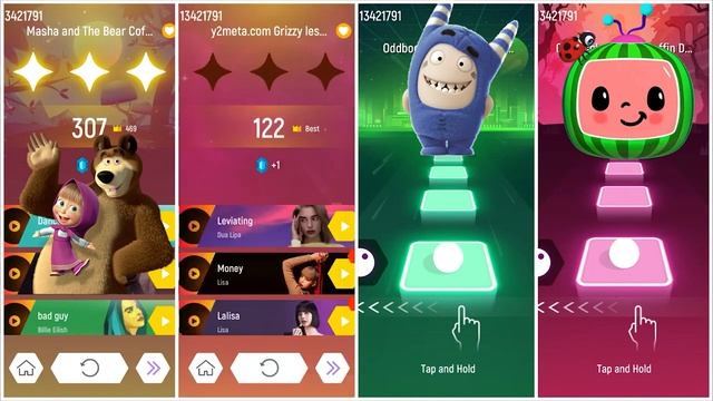 Masha And The Bear Vs Oddbods Vs CoComelon Vs Grizzy and the lemmings | Tiles Hop EDM Rush смотреть онлайн