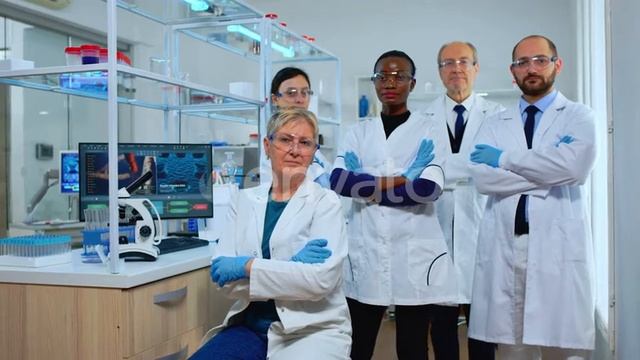 Multiethnic Team of Experienced Scientists Looking at Camera | Stock Footage - Envato elements смотреть онлайн