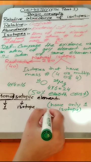 Relative Abundance Of Isotopes | FSc Chemistry Part 1 | 11 Class Chemistry #isotopes #shortvideos