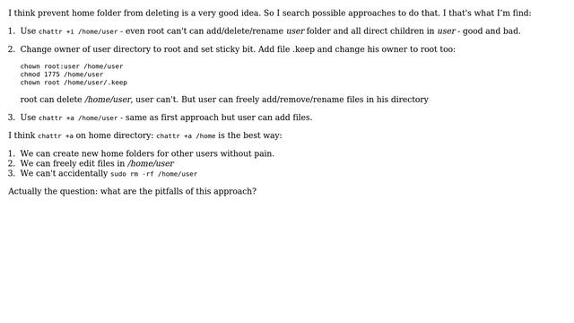 Unix & Linux: Approaches to prevent user from deleting home folder смотреть онлайн
