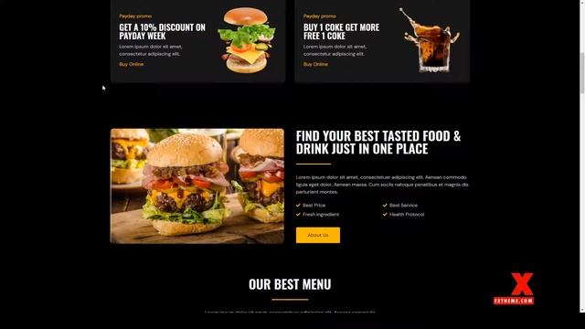 Burgry Burger and Fast Food Restaurant Elementor Template Kit modern bistro смотреть онлайн