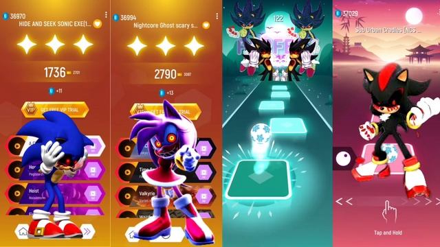 Sonic Exe vs Amy Exe vs Dark Sonic Exe vs Shadow Exe - Tiles Hop Edm Rush смотреть онлайн