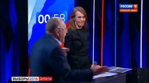 Собчак облила Жириновского водой на дебатах у Соловьева