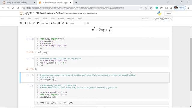 10. Substituting Values| MATH IN PYTHON смотреть онлайн