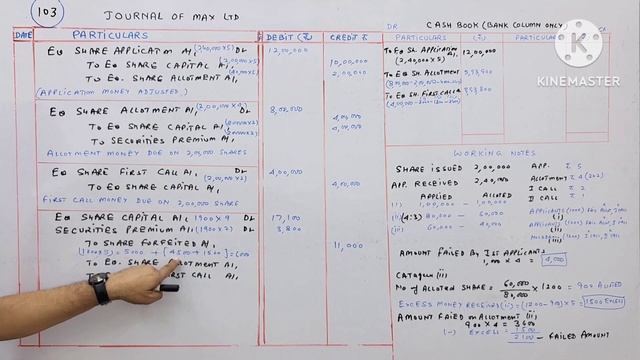 ISSUE OF SHARES COMPANY ACCOUNTS T.S.GREWAL CH-8 QUE NO-103(PRO-RATA ALLOTMENT) JOURNAL, CASH BOOK, смотреть онлайн