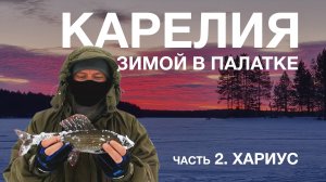Зимняя рыбалка в северной Карелии. Живём дикарями на острове. Ловим хариуса, налима. Часть 2
