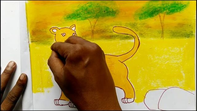 how to draw a leopard | easy simple leopard drawing | leopard in oil pastel | easy to draw leopard смотреть онлайн