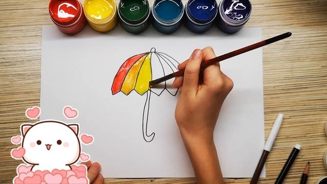 Let's learn how to draw UMBRELLA for kids смотреть онлайн