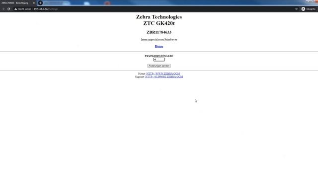 Etikettendrucker Zebra GK420t - Standard-Passwort смотреть онлайн