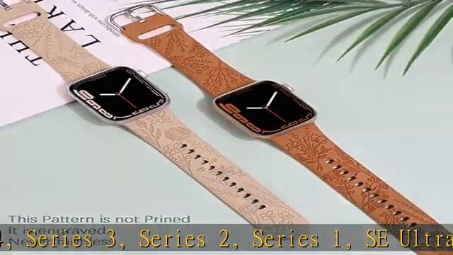 Flower Engraved Silicone Band Compatible with Apple Watch Bands 38mm 40mm 41mm, Cute Women Wildflow смотреть онлайн