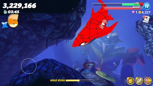 Hungry Shark World - New Spider-Man Skin For Megalodon MOD - All 35 Sharks Unlocked Update Gameplay смотреть онлайн