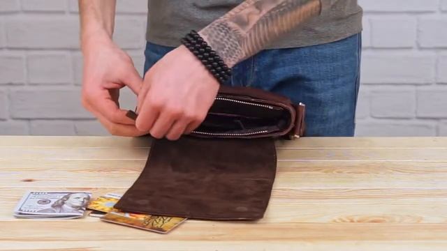 Обзор кожаной сумки на плечо SHVIGEL 11042 коричневого цвета смотреть онлайн