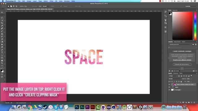 Photoshop CC - How to fill an image in a text смотреть онлайн