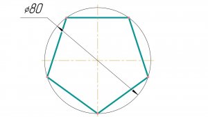 Как построить пятиугольник вписанный в окружность