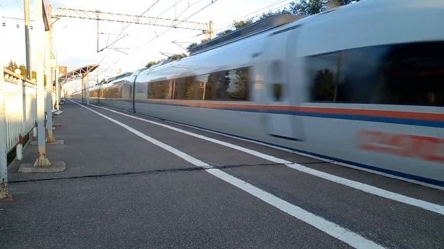 Сдвоенный электропоезд "САПСАН" ЭВС1-07 и ЭВС1-10 проследовал платформу Трубниково смотреть онлайн