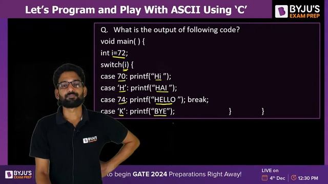 Lets Program and Play with ASCII using 'C' | C Programming | GATE Computer Science (CSE) 2023 смотреть онлайн