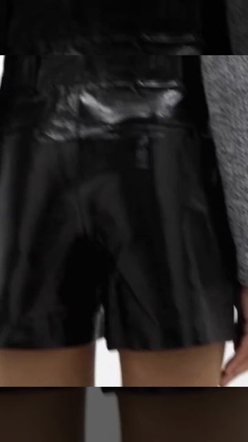 High rise PVC coated leather shorts смотреть онлайн