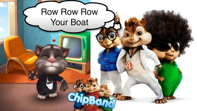 Row Row Row Your Boat - The Chipmunks - Talking Tom dance - Nursery Rhymes смотреть онлайн