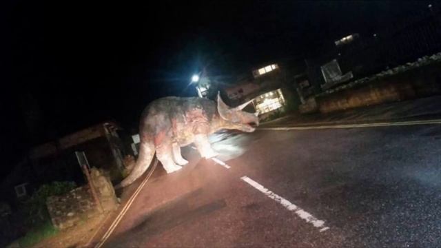 Isle Of Wight Model Triceratops Left In Middle Of High Street