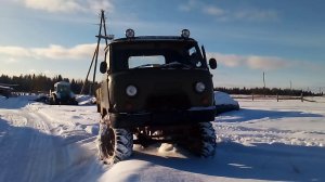 УАЗ 3303 на больших колесах. Диагональное вывешивание.