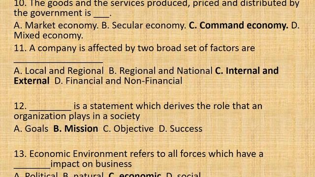 Multiple Choice Questions on Business Environment Part 4 смотреть онлайн
