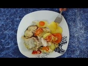 Минтай запечённый с овощами в рукаве