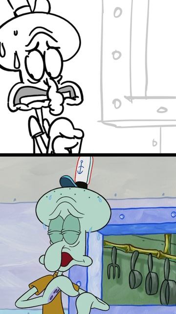 Squidward finds an urchin in a Krabby Patty! 😱 Hand-drawn SpongeBob! #shorts смотреть онлайн