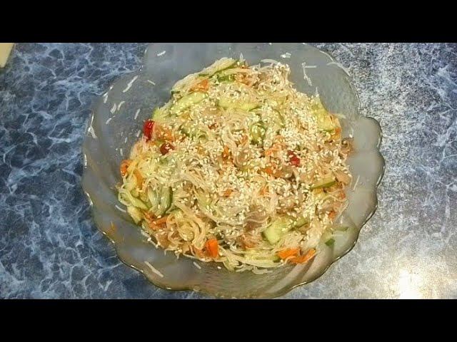 Фунчоза с курицей и овощами. смотреть онлайн