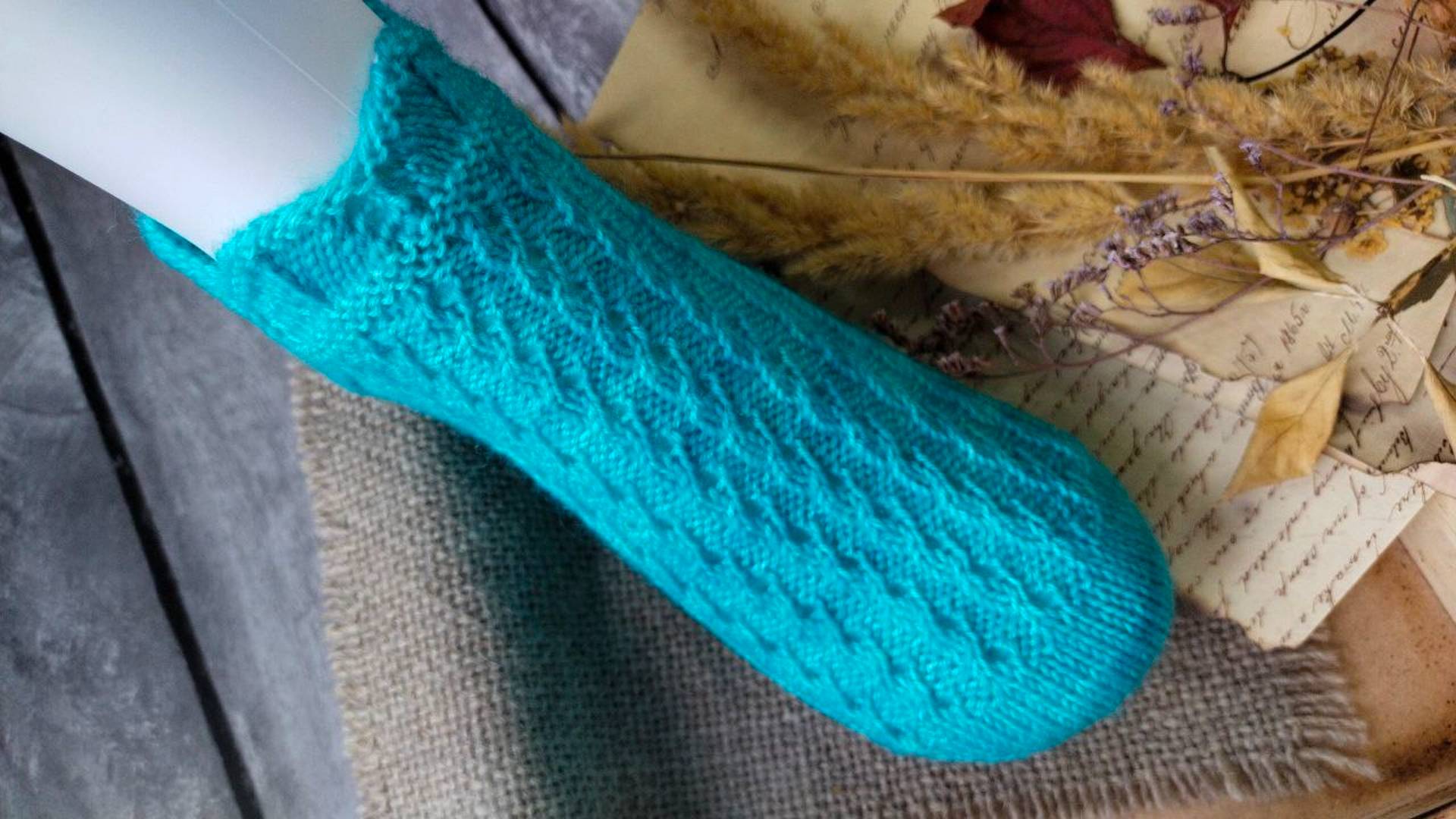 Ажурные носочки / Простой узор / Подробный мастер класс узора / Схема узора / простые узоры спицами