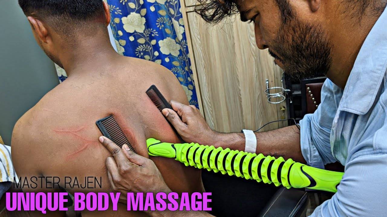 Unique Style Body Massage with Comb ｜ Head & Forehead Massage by Master Rajen ｜ ASMR Neck Cracking смотреть онлайн