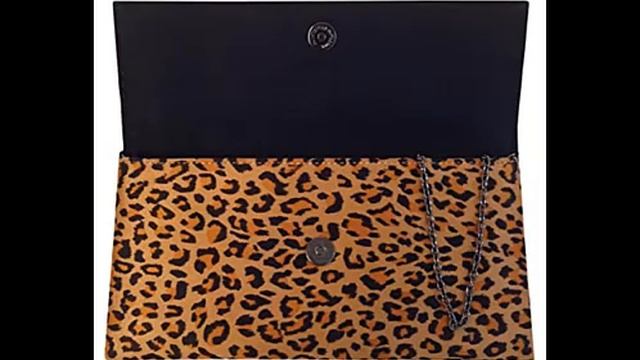 JNB Faux Suede Leopard Print Clutch смотреть онлайн