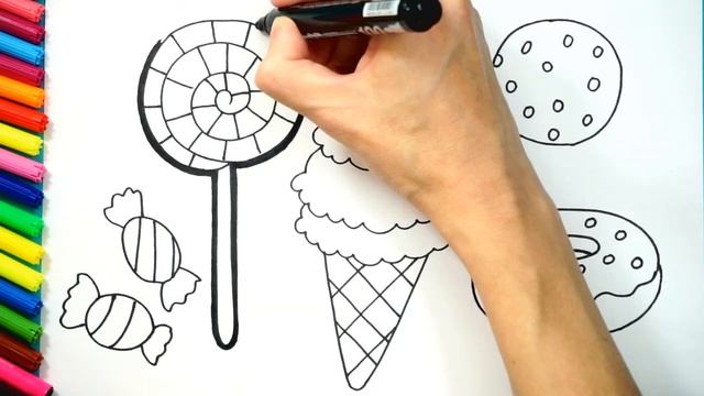 Bolalar uchun shirinliklarni chizish/Drawing sweets for children/Рисование сладостей для детей смотреть онлайн