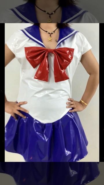 PVC Faux Leather Short Sleeve Flared Sailor Mini Dress Halloween Clothes For Beautiful Girls Fancy смотреть онлайн