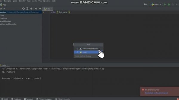 Python error:Terminal too shy to come out and play?(pycharm)