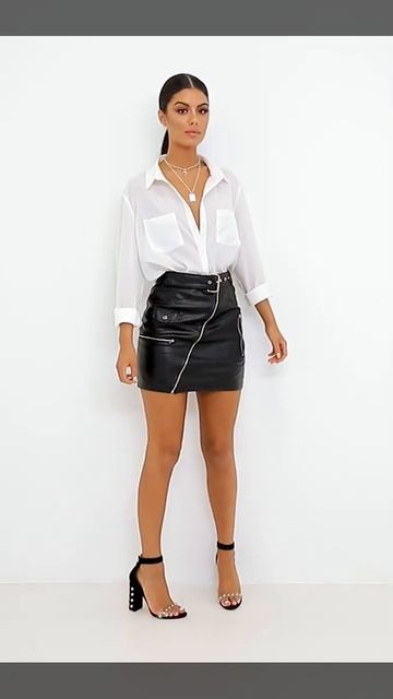 BLACK FAUX LEATHER BIKER BELTED MINI SKIRT смотреть онлайн