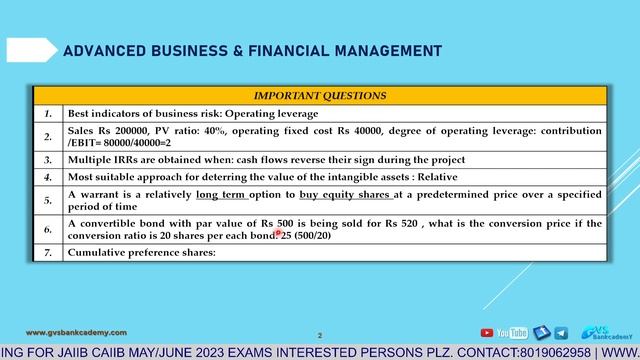 Important Questions 05 - CAIIB - ADVANCED BUSINESS & FINANCIAL MANAGEMENT смотреть онлайн