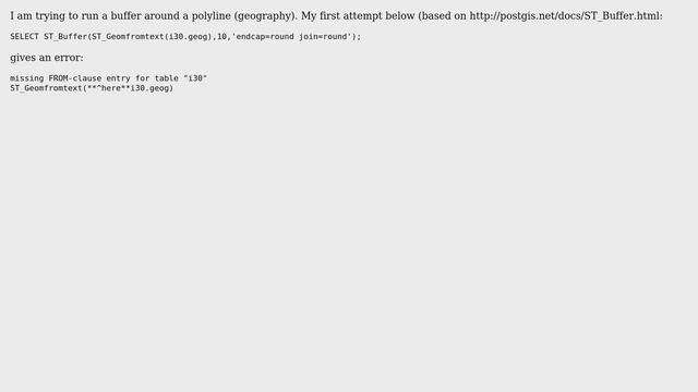 GIS: PostGIS ST_Buffer a polyline? смотреть онлайн