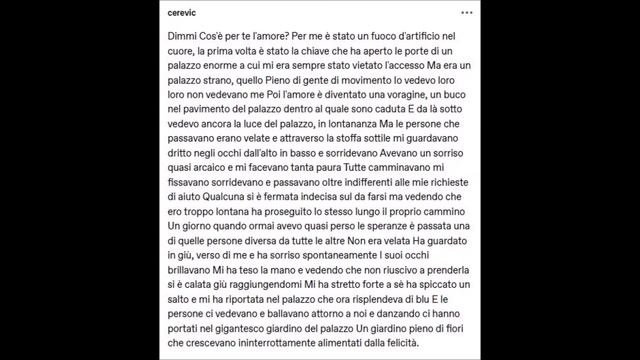 Cerevic Dimmi cos'è per te l'amore? Per me è stato un fuoco di artificio nel cuore - Roberto Piana смотреть онлайн