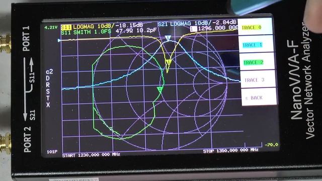 NanoVNA F 1296 MHz Band Pass Filter Measurement SM4GGC