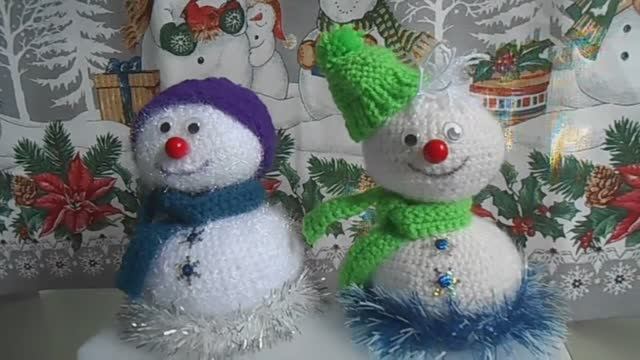 Снеговик вязаный крючком. МК Марьюшка смотреть онлайн
