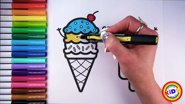 How to Draw Cute Ice Cream for Kids Easy Step by Step 🍦🍭💜 Cute Ice Cream Drawing and Coloring Sheet смотреть онлайн