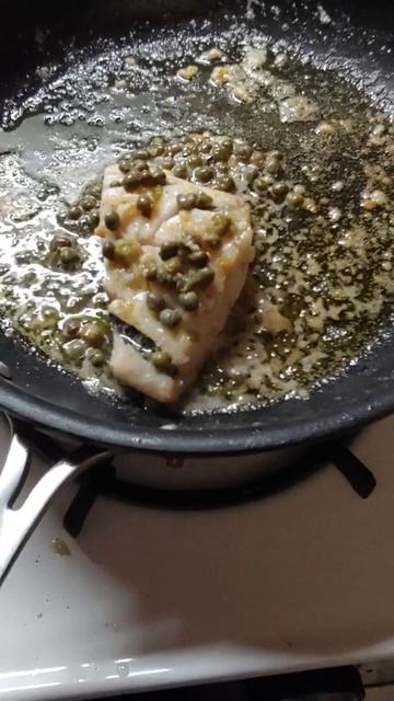 Black Cod in garlic butter and lemon with capers. смотреть онлайн