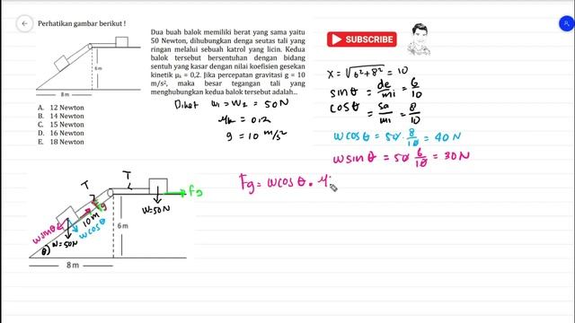 Dua buah balok memiliki berat yang sama yaitu 50 Newton, dihubungkan dengan seutas tali yang ringan смотреть онлайн