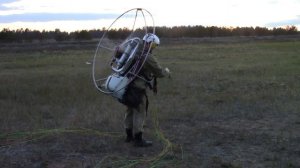 Взлет на параплане с мотором, сентябрь 2015