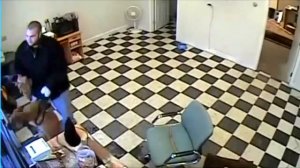 Пёс защищает своего хозяина от нападения