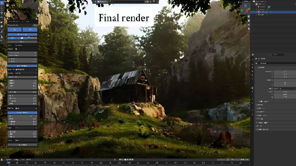 Создание ландшафта с помощью add-ons Landscape в Blender. смотреть онлайн