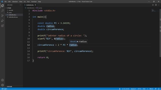 C circle circumference program ⚪ смотреть онлайн